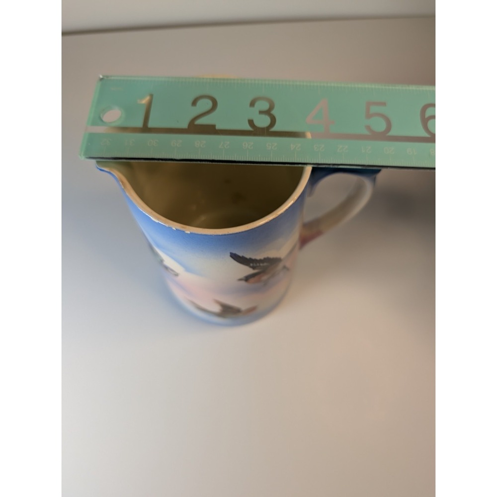 1940 Staffordshire England Blue And White Swallow Grenville Pottery Pitcher Bird - Picture 9 of 9